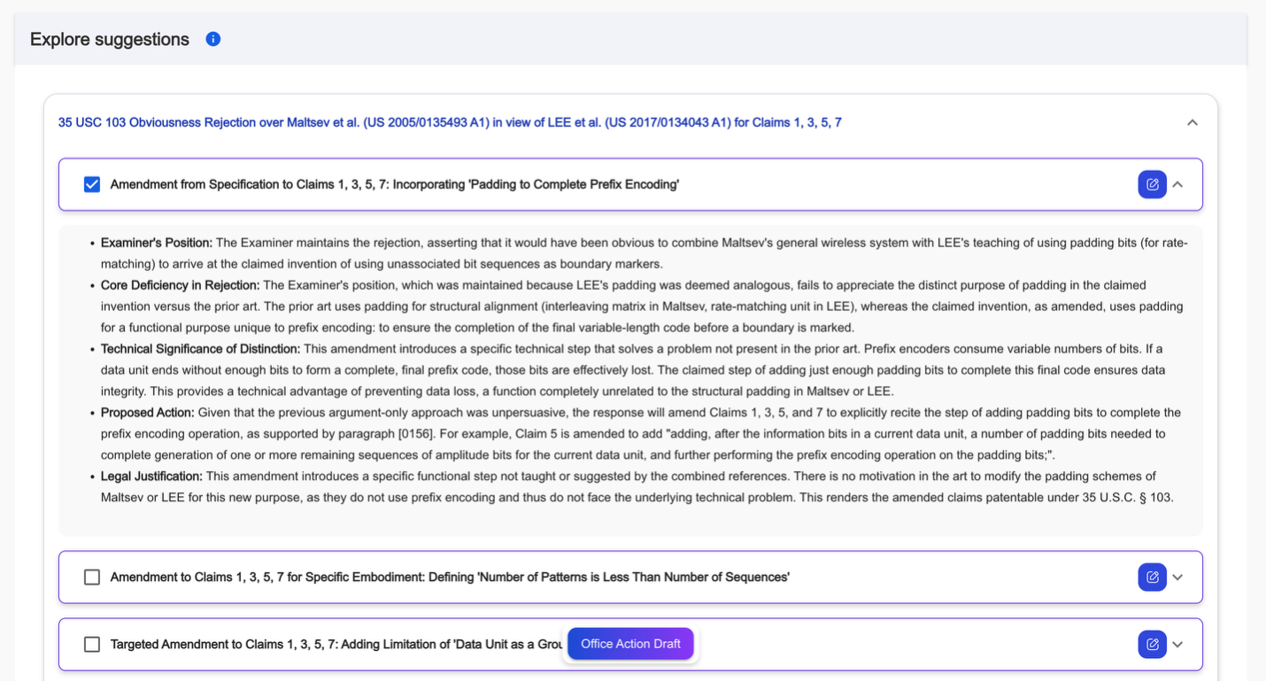 Illustration of a broken patent prosecution workflow vs an efficient AI-powered solution.