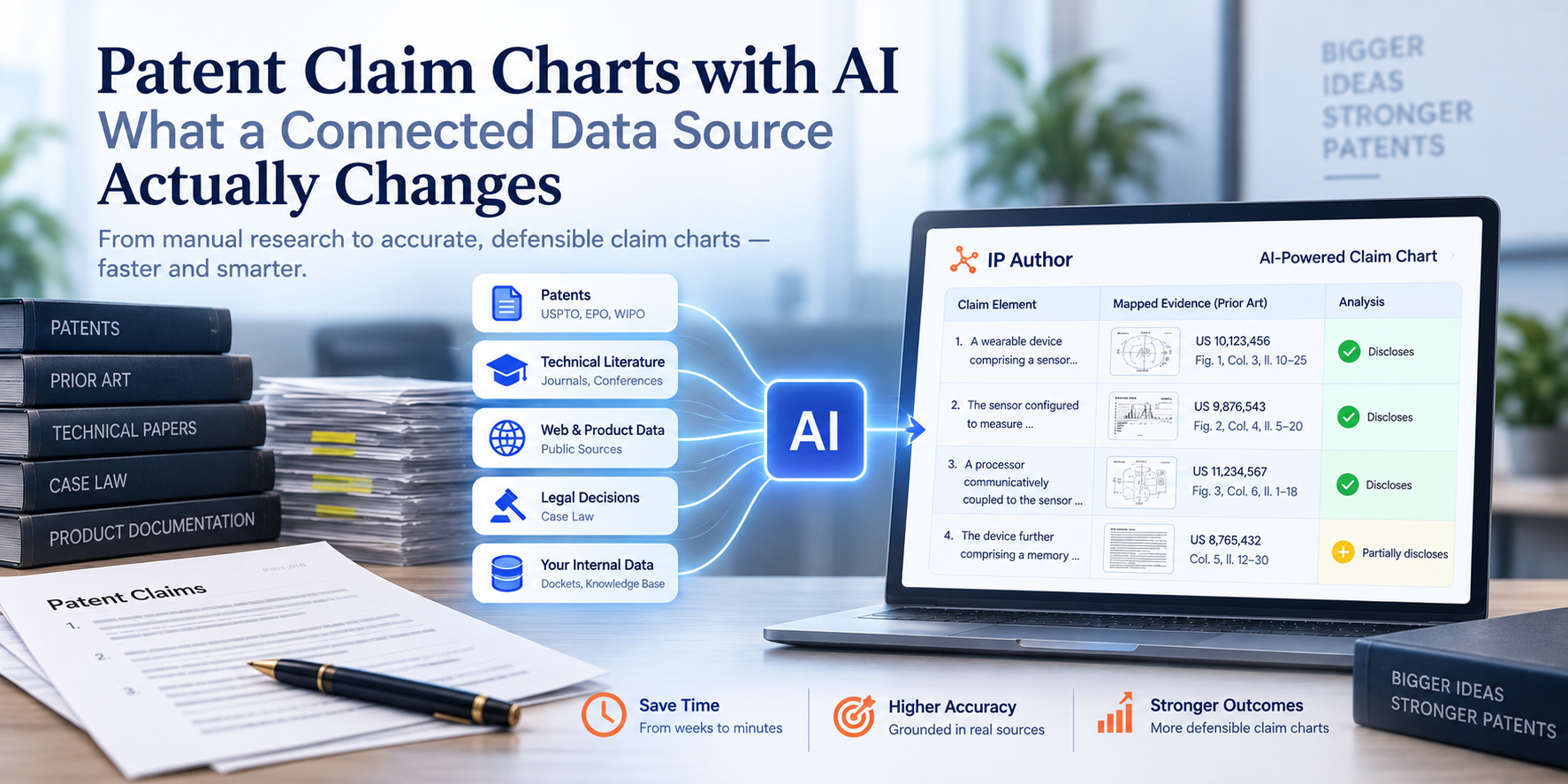 AI patent claim chart with a connected data source