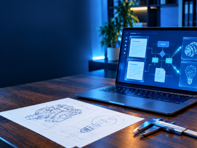Cinematic Blue Engineering Workspace